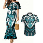 Custom Aotearoa Tapuika Couples Matching Mermaid Dress and Hawaiian Shirt Maori Tribal Pattern