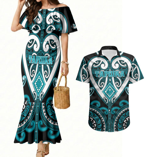 Custom Aotearoa Tapuika Couples Matching Mermaid Dress and Hawaiian Shirt Maori Tribal Pattern