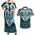 Custom Aotearoa Tapuika Couples Matching Off Shoulder Maxi Dress and Hawaiian Shirt Maori Tribal Pattern