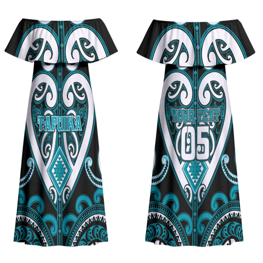 Custom Aotearoa Tapuika Couples Matching Off Shoulder Maxi Dress and Hawaiian Shirt Maori Tribal Pattern