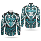 Custom Aotearoa Tapuika Couples Matching Off Shoulder Maxi Dress and Long Sleeve Button Shirt Maori Tribal Pattern