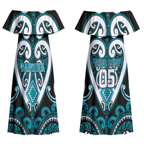 Custom Aotearoa Tapuika Couples Matching Off Shoulder Maxi Dress and Long Sleeve Button Shirt Maori Tribal Pattern