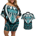 Custom Aotearoa Tapuika Couples Matching Off Shoulder Short Dress and Hawaiian Shirt Maori Tribal Pattern