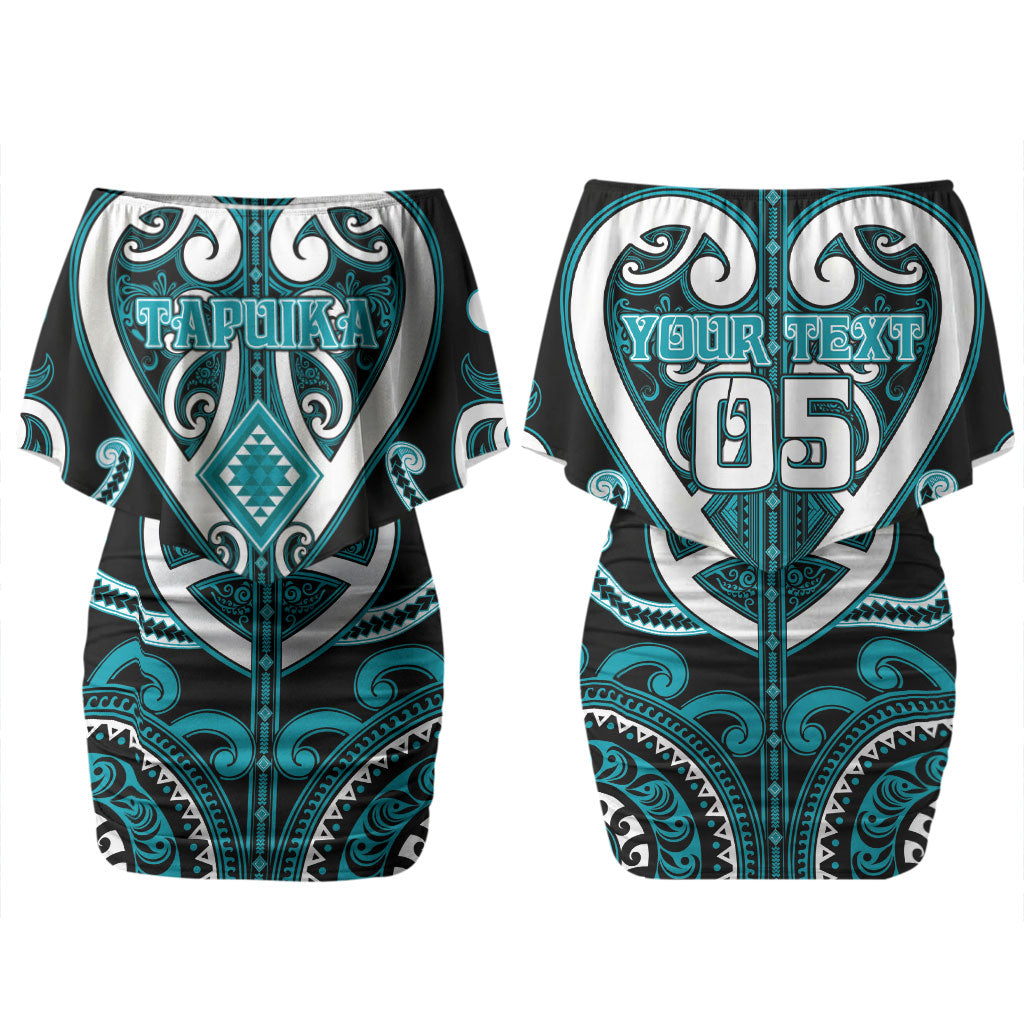 Custom Aotearoa Tapuika Couples Matching Off Shoulder Short Dress and Long Sleeve Button Shirt Maori Tribal Pattern