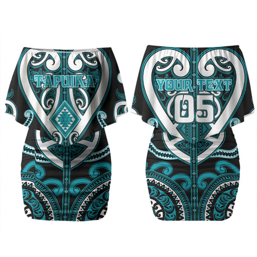 Custom Aotearoa Tapuika Couples Matching Off Shoulder Short Dress and Long Sleeve Button Shirt Maori Tribal Pattern