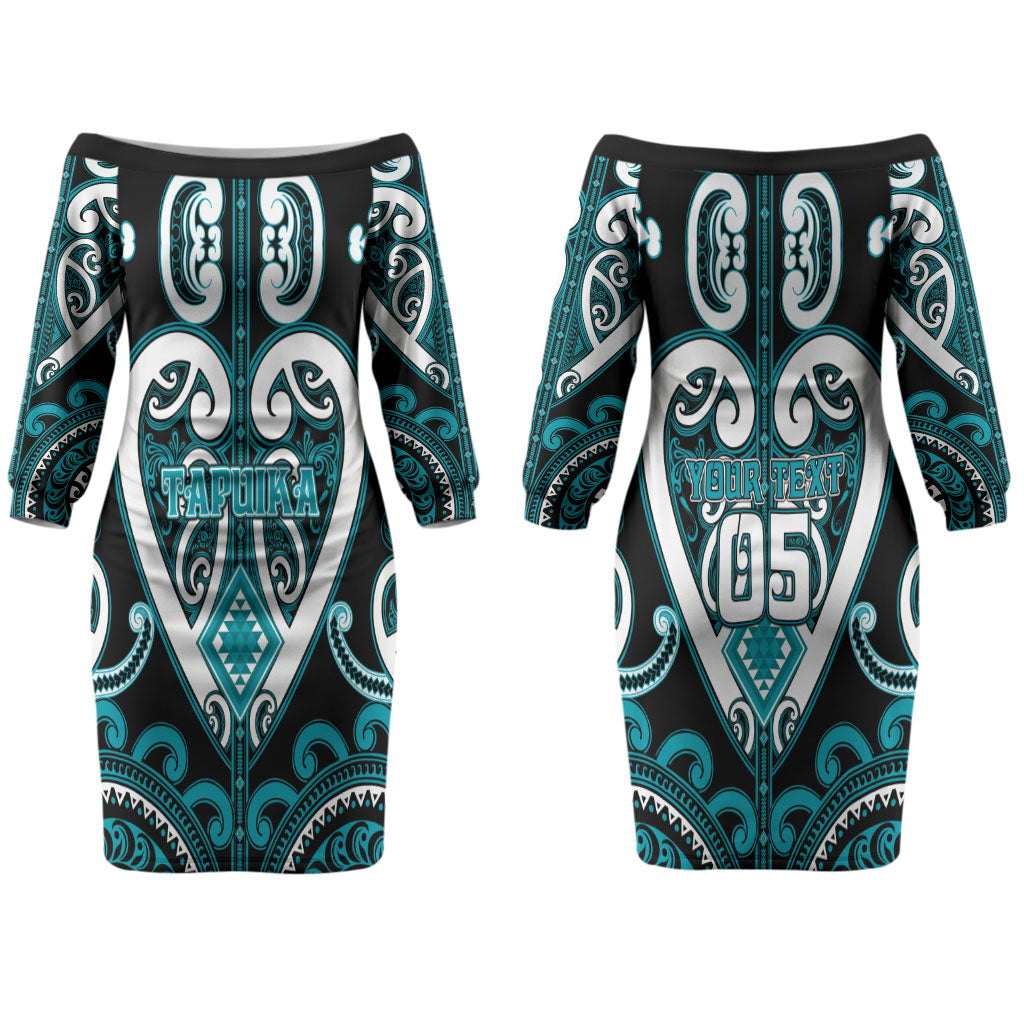 Custom Aotearoa Tapuika Couples Matching Off The Shoulder Long Sleeve Dress and Hawaiian Shirt Maori Tribal Pattern