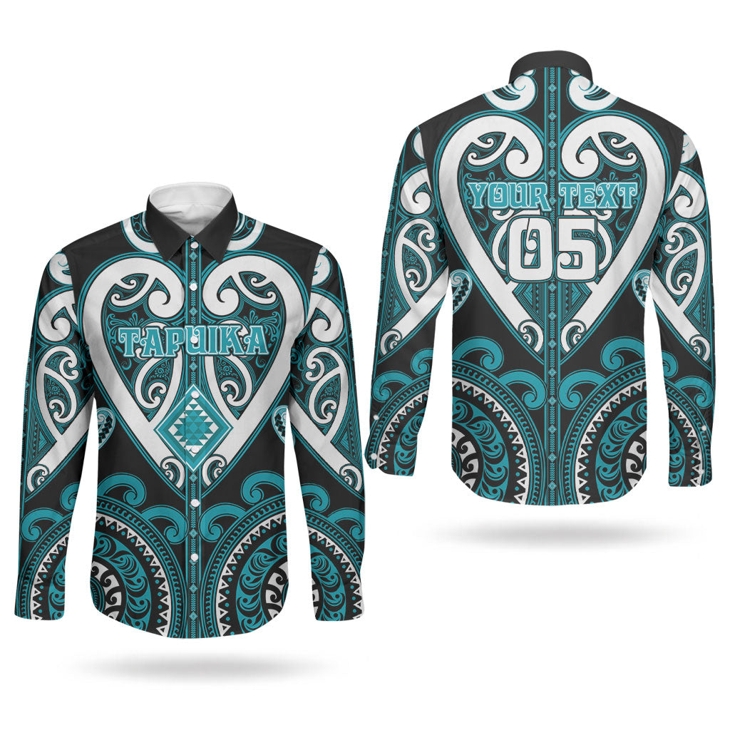 Custom Aotearoa Tapuika Couples Matching Off The Shoulder Long Sleeve Dress and Long Sleeve Button Shirt Maori Tribal Pattern