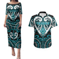 Custom Aotearoa Tapuika Couples Matching Puletasi and Hawaiian Shirt Maori Tribal Pattern