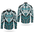 Custom Aotearoa Tapuika Couples Matching Puletasi and Long Sleeve Button Shirt Maori Tribal Pattern