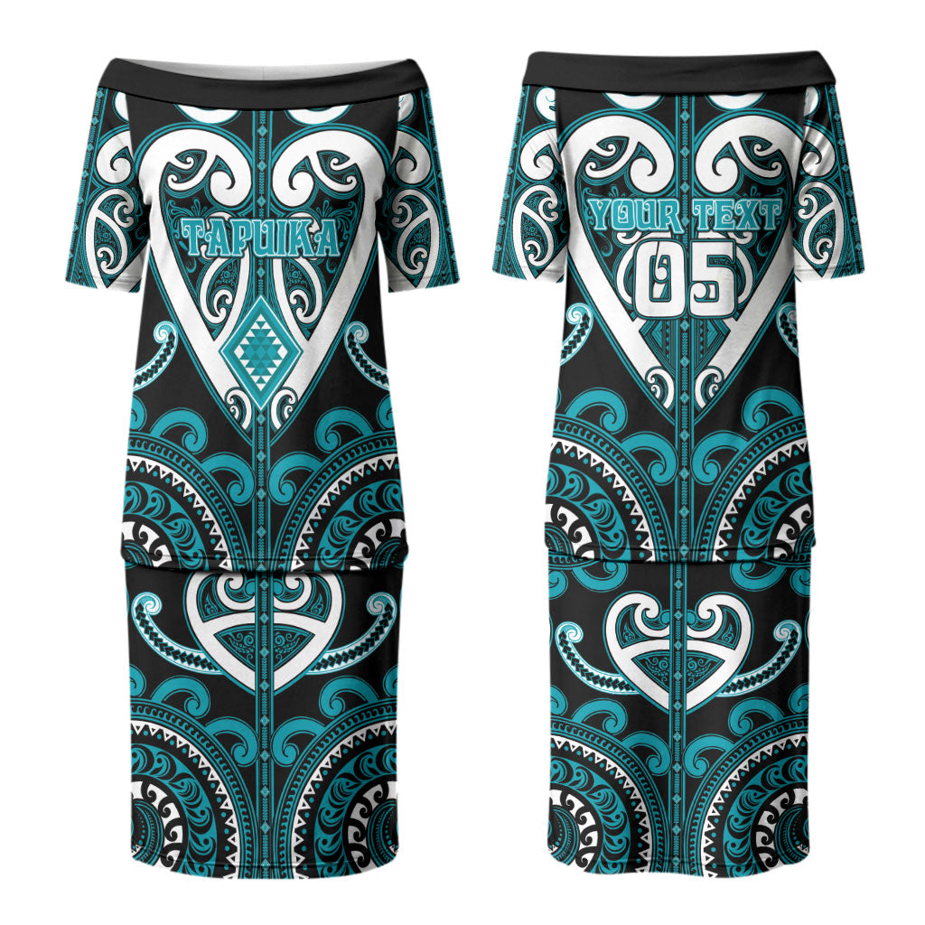 Custom Aotearoa Tapuika Couples Matching Puletasi and Long Sleeve Button Shirt Maori Tribal Pattern