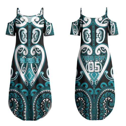 Custom Aotearoa Tapuika Couples Matching Summer Maxi Dress and Long Sleeve Button Shirt Maori Tribal Pattern