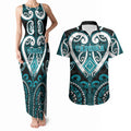 Custom Aotearoa Tapuika Couples Matching Tank Maxi Dress and Hawaiian Shirt Maori Tribal Pattern