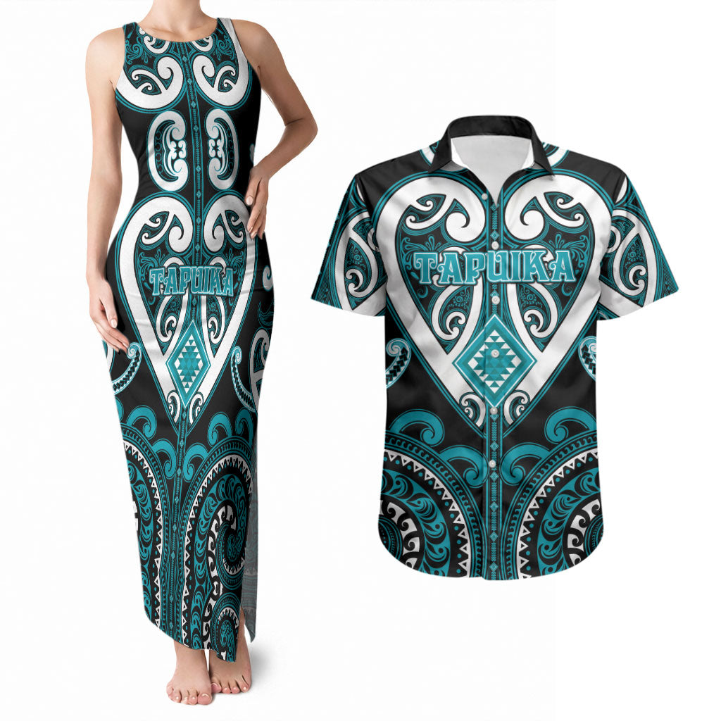 Custom Aotearoa Tapuika Couples Matching Tank Maxi Dress and Hawaiian Shirt Maori Tribal Pattern