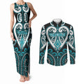 Custom Aotearoa Tapuika Couples Matching Tank Maxi Dress and Long Sleeve Button Shirt Maori Tribal Pattern