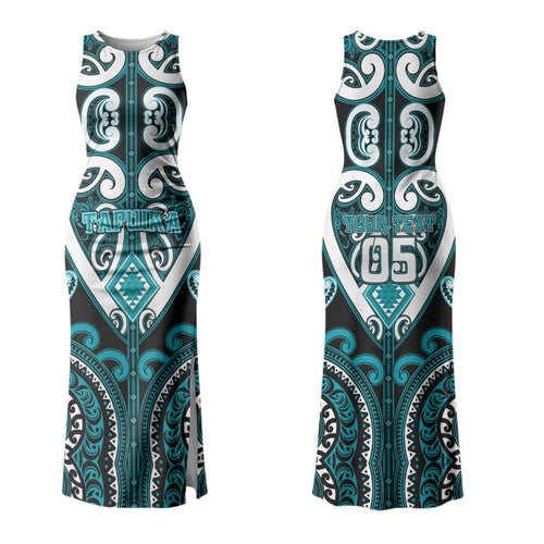 Custom Aotearoa Tapuika Couples Matching Tank Maxi Dress and Long Sleeve Button Shirt Maori Tribal Pattern