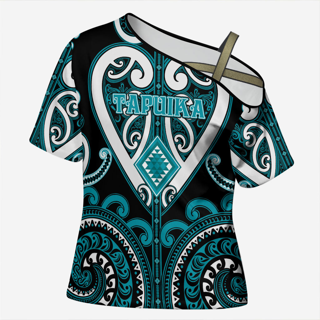 Custom Aotearoa Tapuika Cross Shoulder Shirt Maori Tribal Pattern