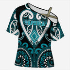 Custom Aotearoa Tapuika Cross Shoulder Shirt Maori Tribal Pattern