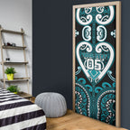 Custom Aotearoa Tapuika Door Cover Maori Tribal Pattern