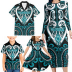 Custom Aotearoa Tapuika Family Matching Long Sleeve Bodycon Dress and Hawaiian Shirt Maori Tribal Pattern