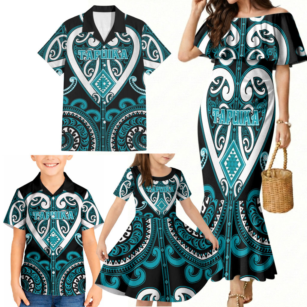 Custom Aotearoa Tapuika Family Matching Mermaid Dress and Hawaiian Shirt Maori Tribal Pattern