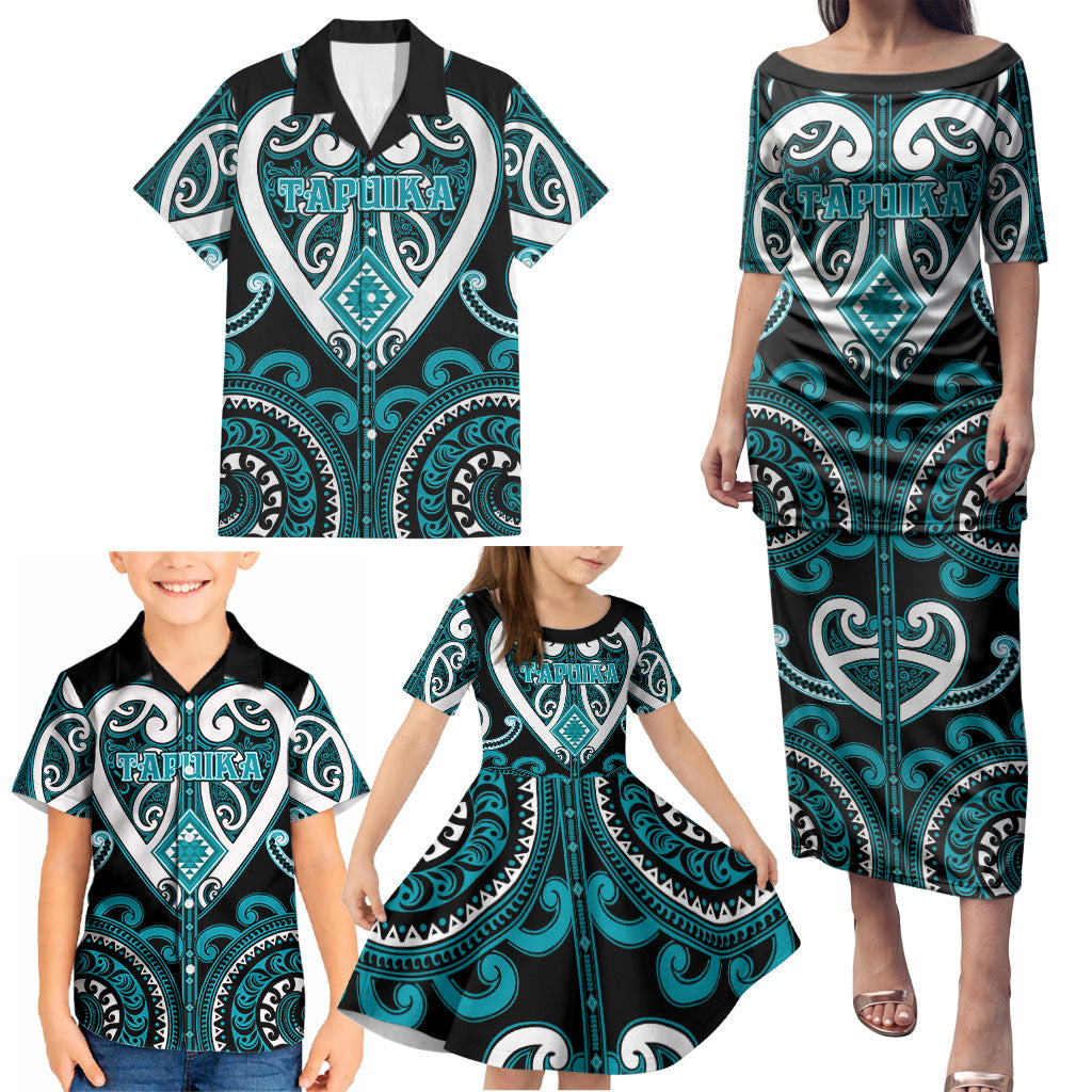 Custom Aotearoa Tapuika Family Matching Puletasi and Hawaiian Shirt Maori Tribal Pattern