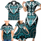 Custom Aotearoa Tapuika Family Matching Short Sleeve Bodycon Dress and Hawaiian Shirt Maori Tribal Pattern