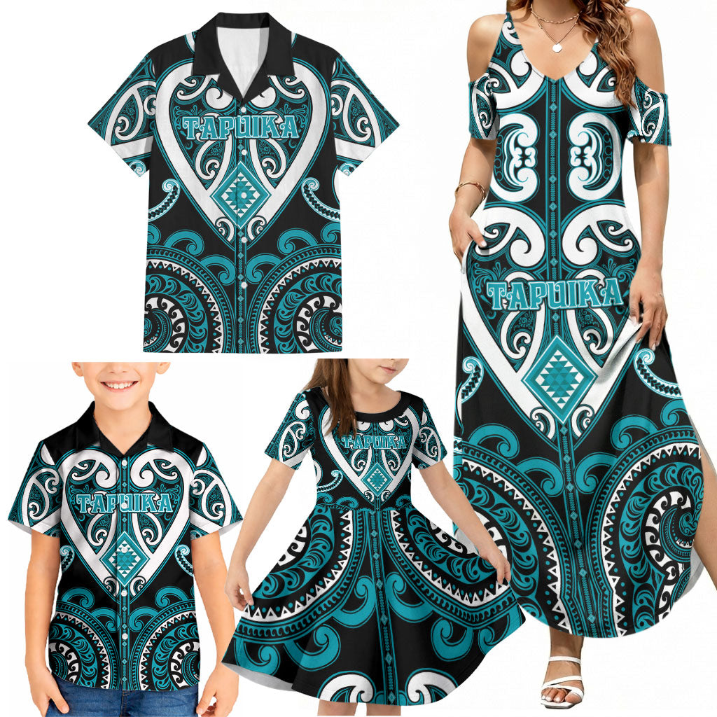 Custom Aotearoa Tapuika Family Matching Summer Maxi Dress and Hawaiian Shirt Maori Tribal Pattern