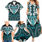 Custom Aotearoa Tapuika Family Matching Summer Maxi Dress and Hawaiian Shirt Maori Tribal Pattern