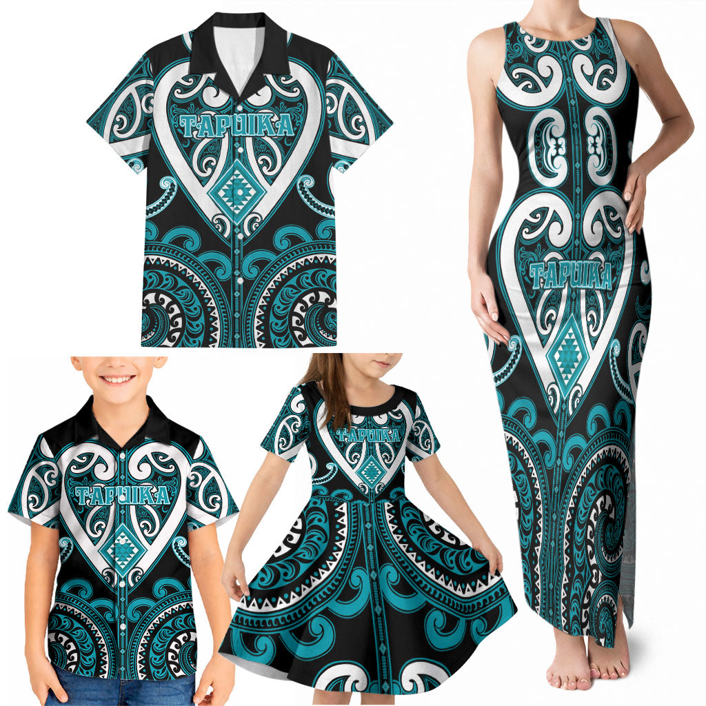 Custom Aotearoa Tapuika Family Matching Tank Maxi Dress and Hawaiian Shirt Maori Tribal Pattern