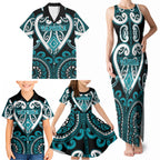 Custom Aotearoa Tapuika Family Matching Tank Maxi Dress and Hawaiian Shirt Maori Tribal Pattern