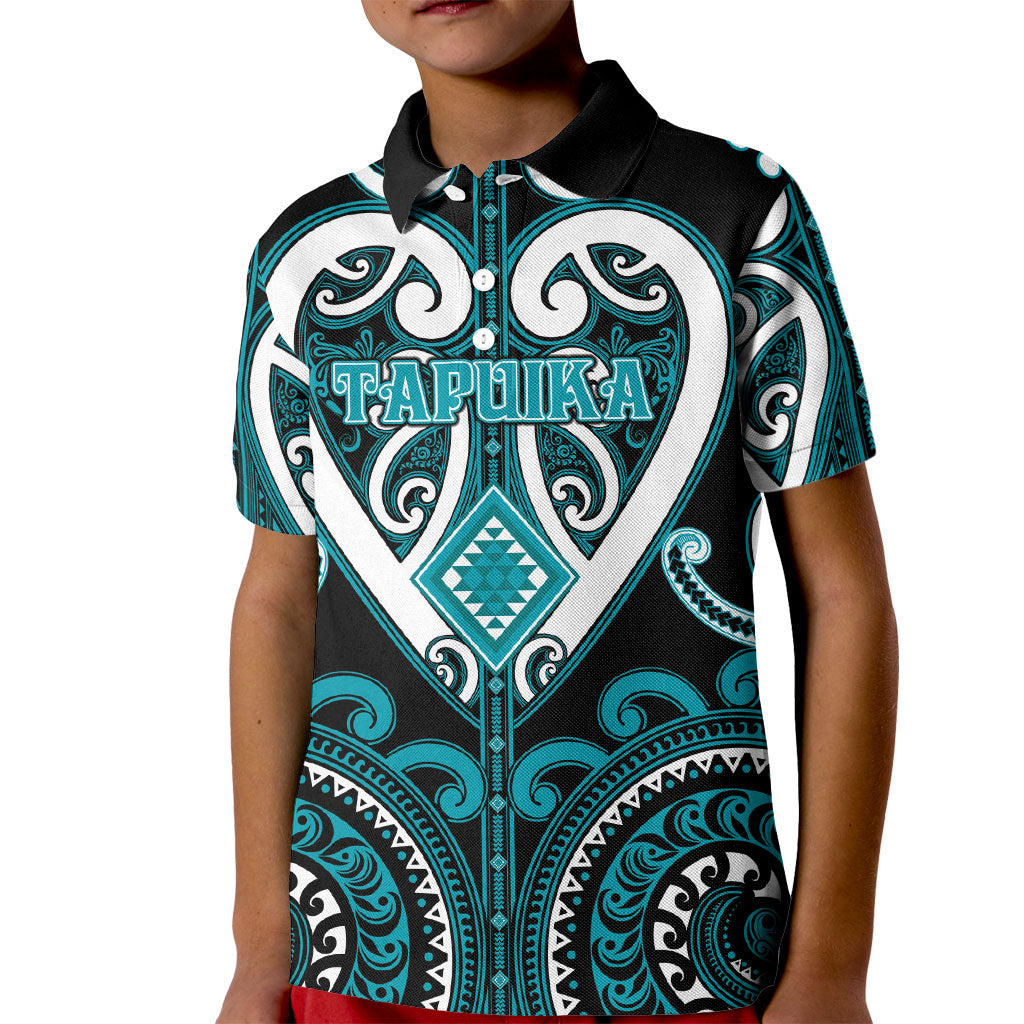 Custom Aotearoa Tapuika Kid Polo Shirt Maori Tribal Pattern