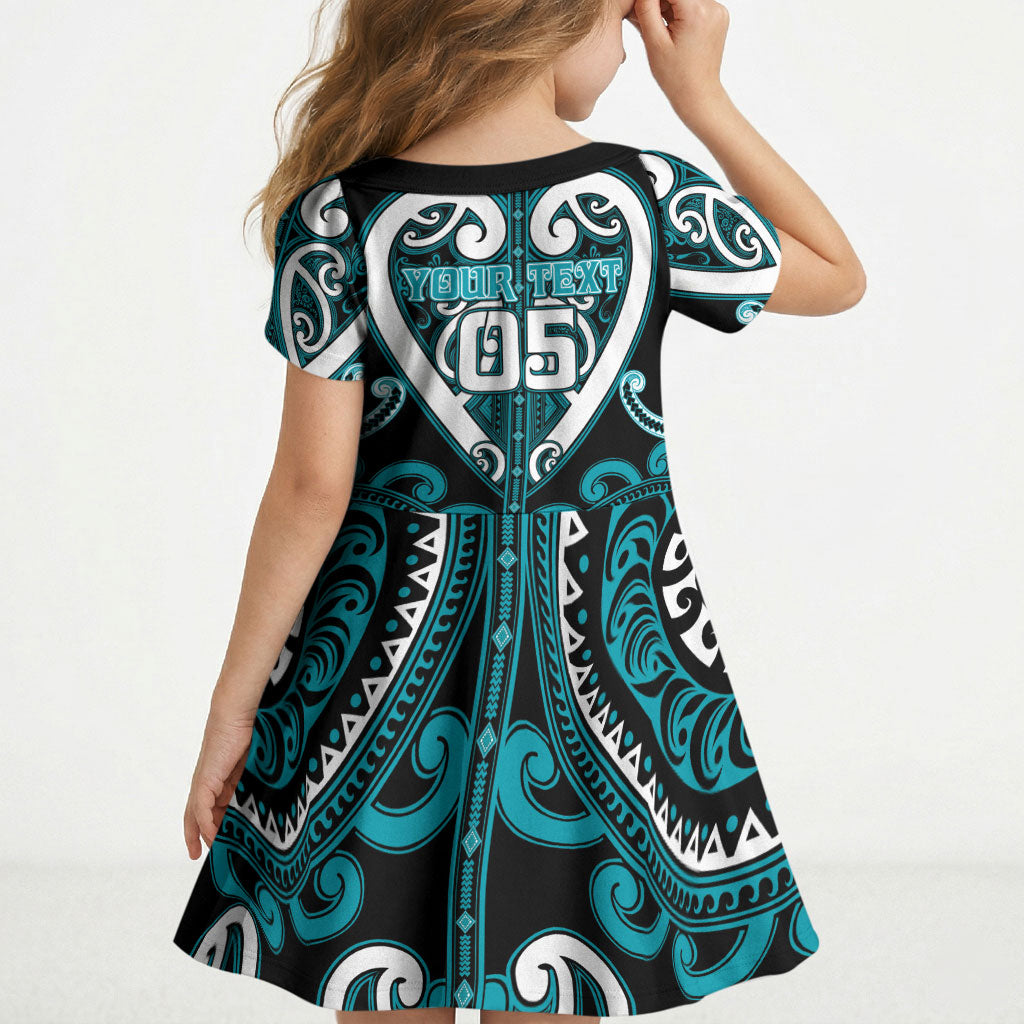 Custom Aotearoa Tapuika Kid Short Sleeve Dress Maori Tribal Pattern