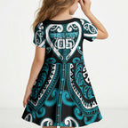 Custom Aotearoa Tapuika Kid Short Sleeve Dress Maori Tribal Pattern