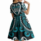 Custom Aotearoa Tapuika Kid Short Sleeve Dress Maori Tribal Pattern