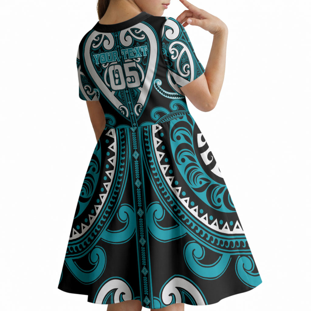 Custom Aotearoa Tapuika Kid Short Sleeve Dress Maori Tribal Pattern