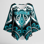 Custom Aotearoa Tapuika Kimono Sleeve Blouse Maori Tribal Pattern