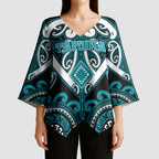 Custom Aotearoa Tapuika Kimono Sleeve Blouse Maori Tribal Pattern