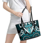 Aotearoa Tapuika Leather Tote Bag Maori Tribal Pattern