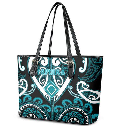 Aotearoa Tapuika Leather Tote Bag Maori Tribal Pattern