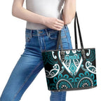 Aotearoa Tapuika Leather Tote Bag Maori Tribal Pattern