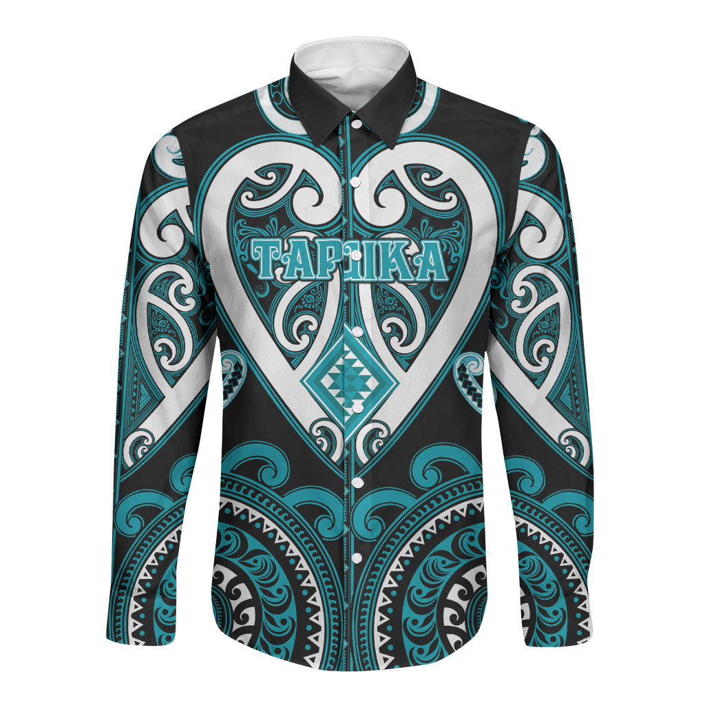 Custom Aotearoa Tapuika Long Sleeve Button Shirt Maori Tribal Pattern