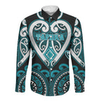 Custom Aotearoa Tapuika Long Sleeve Button Shirt Maori Tribal Pattern