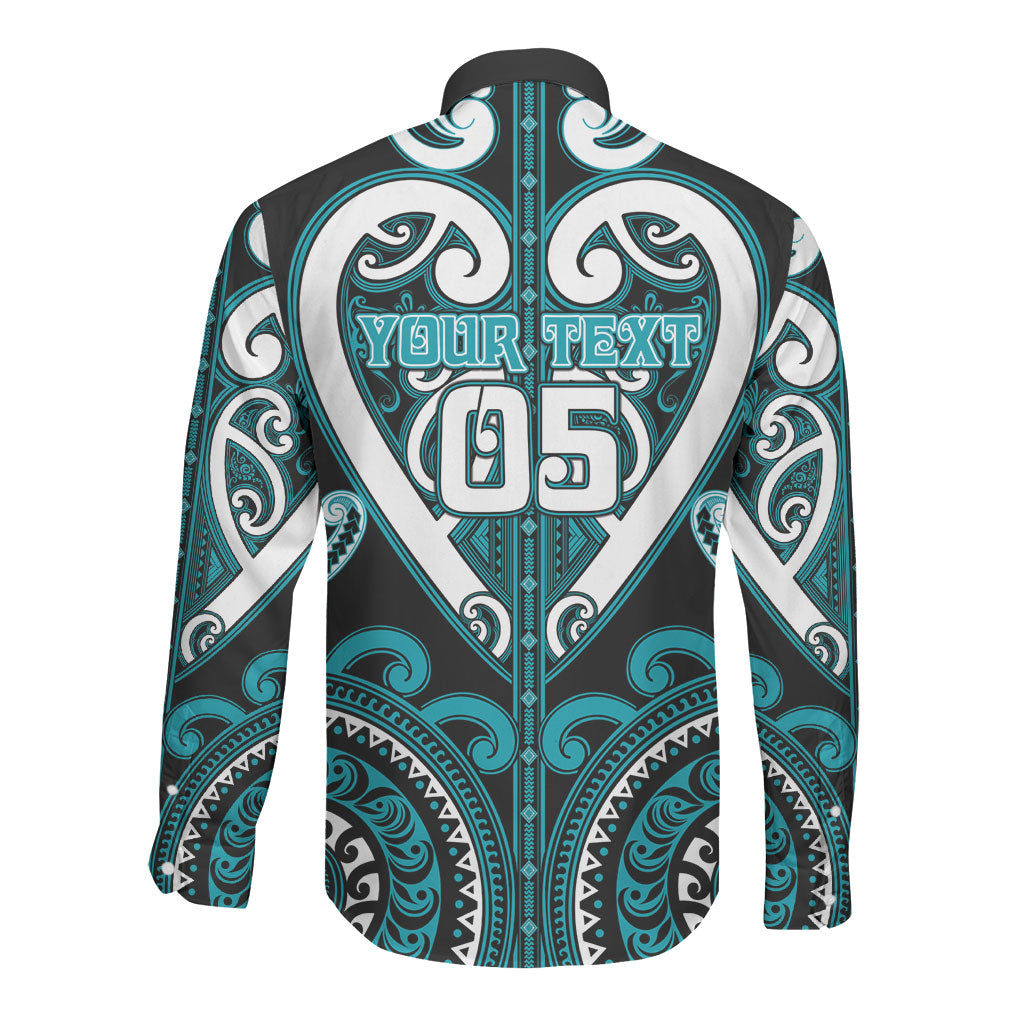 Custom Aotearoa Tapuika Long Sleeve Button Shirt Maori Tribal Pattern
