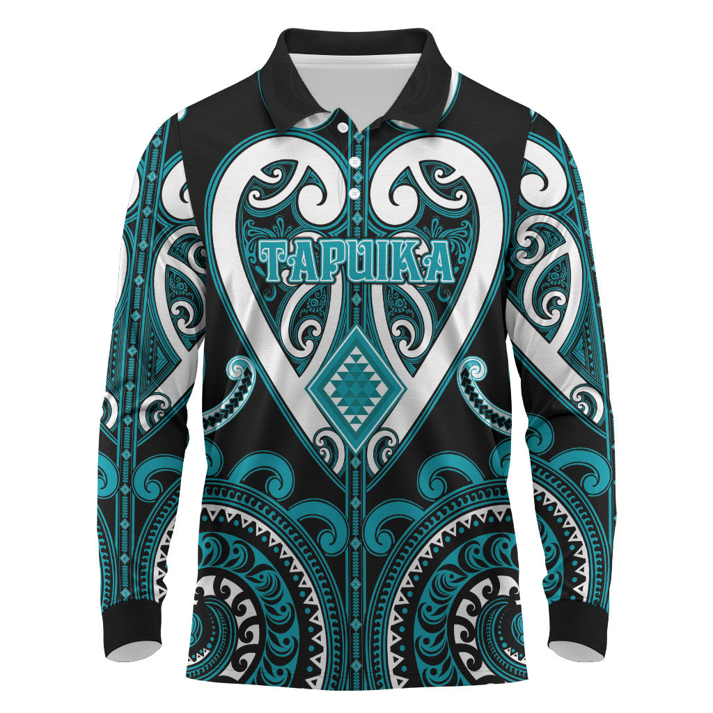 Custom Aotearoa Tapuika Long Sleeve Polo Shirt Maori Tribal Pattern