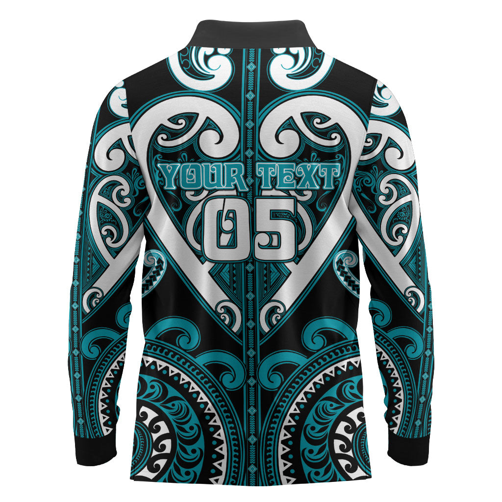 Custom Aotearoa Tapuika Long Sleeve Polo Shirt Maori Tribal Pattern