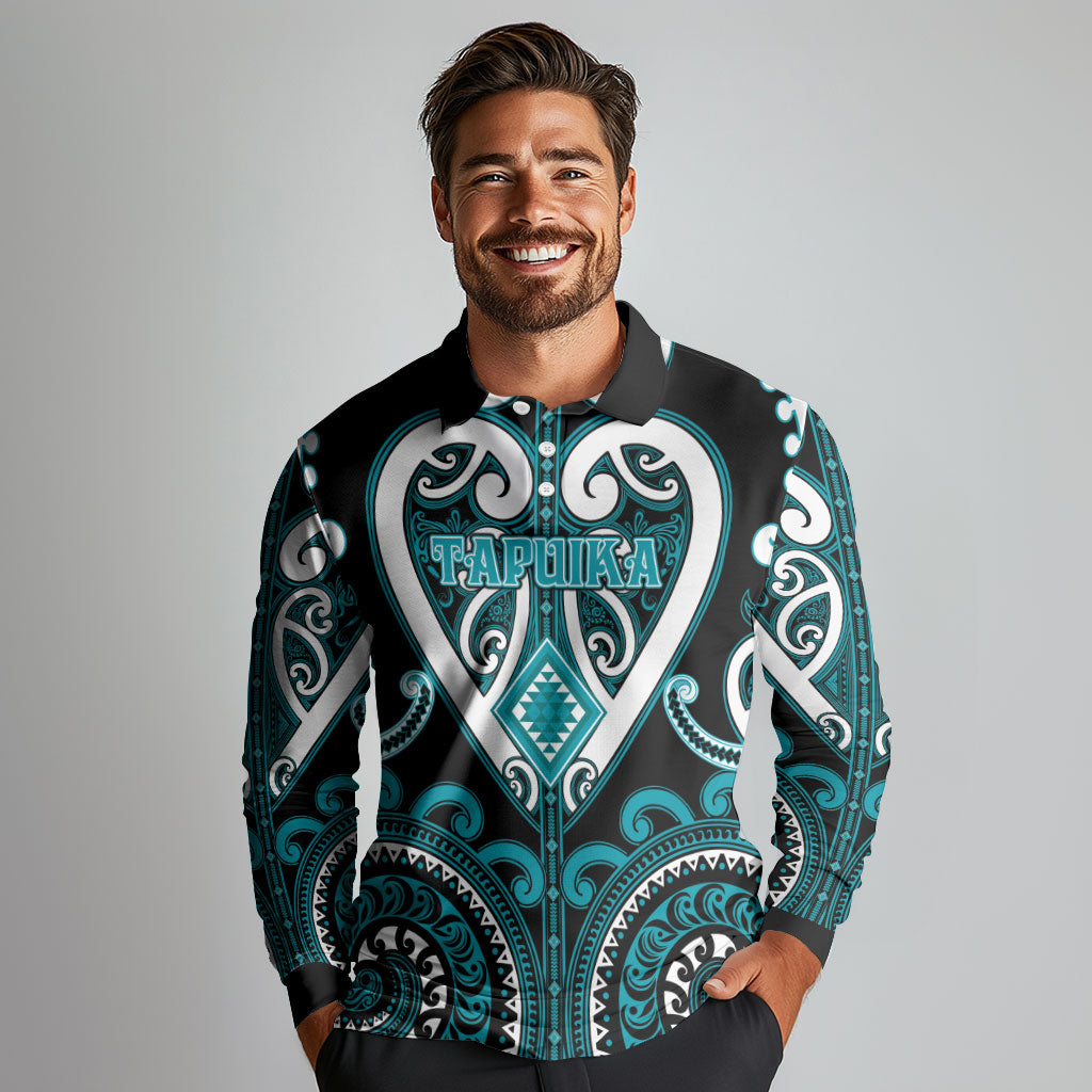 Custom Aotearoa Tapuika Long Sleeve Polo Shirt Maori Tribal Pattern
