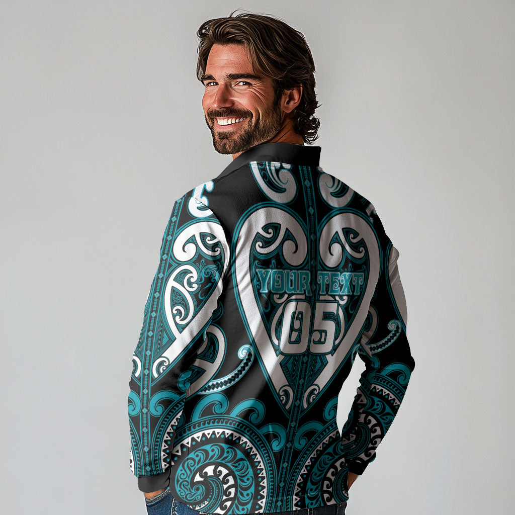 Custom Aotearoa Tapuika Long Sleeve Polo Shirt Maori Tribal Pattern