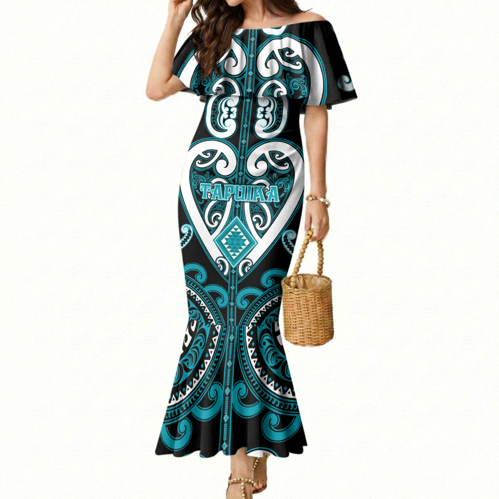 Custom Aotearoa Tapuika Mermaid Dress Maori Tribal Pattern
