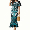 Custom Aotearoa Tapuika Mermaid Dress Maori Tribal Pattern