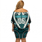 Custom Aotearoa Tapuika Off Shoulder Short Dress Maori Tribal Pattern